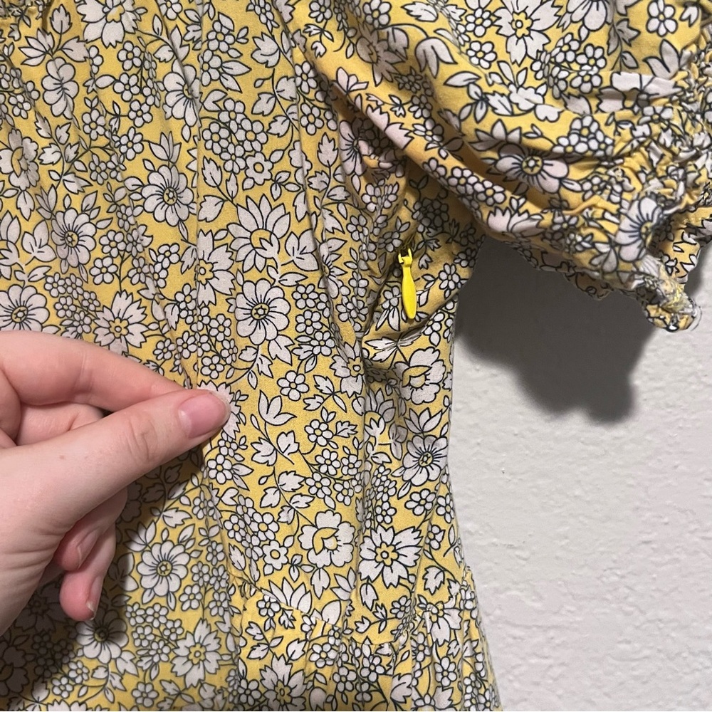 J. Crew Yellow Floral Puff-sleeve tiered midi dress - Picture 4 of 6